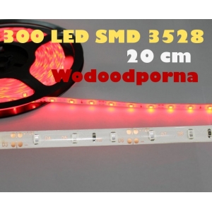 Taśma LED 3528 -300 czerwona Wodoodporna  (20cm)