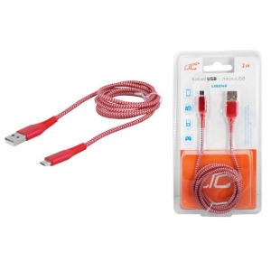 Przyłącze kabel microUSB - USB HQ czerwony (1m)