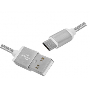 Przyłącze kabel microUSB - USB HQ srebrny (2m)