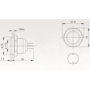 Przycisk wandaloodporny PBW-16BK monostabilny płaski