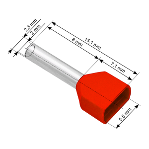 Tulejka izolowana kablowa 2x1 /8 (czerwona)  (100 szt)