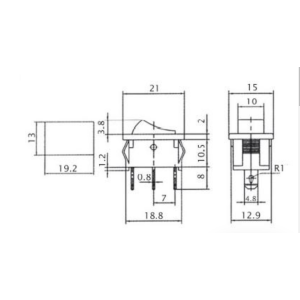 Przełącznik kołyskowy MRS103S 6A 250V  ON-OFF-ON strzałki