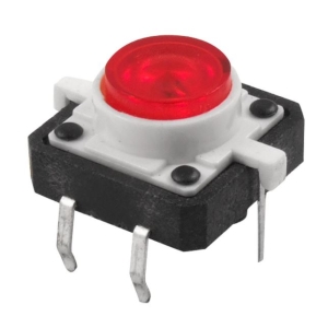 Tact Switch 12x12 mm h=7mm czerwone podświetlenie
